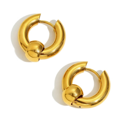 Ball Point Hoop Earrings [304 Stainless Steel]