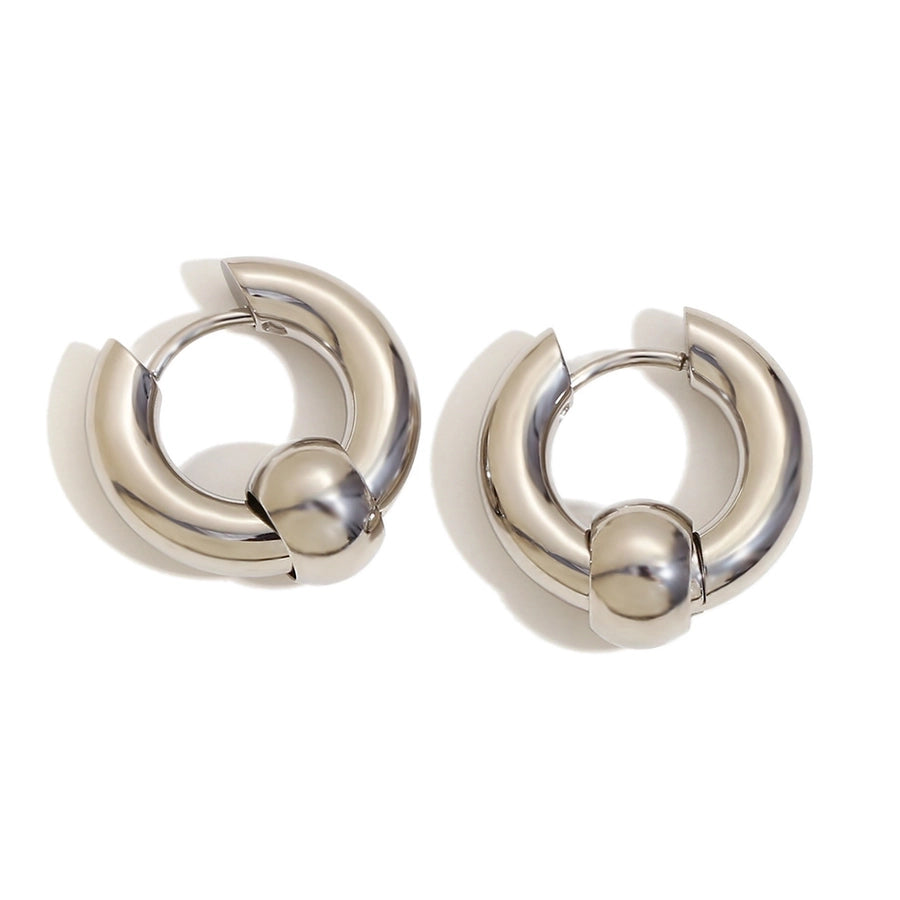 Ball Point Hoop Earrings [304 Stainless Steel]