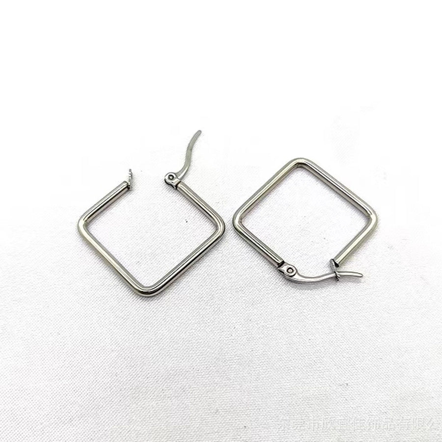 Rhombus Hoop Earrings [304 Stainless Steel,18K Gold Plated]