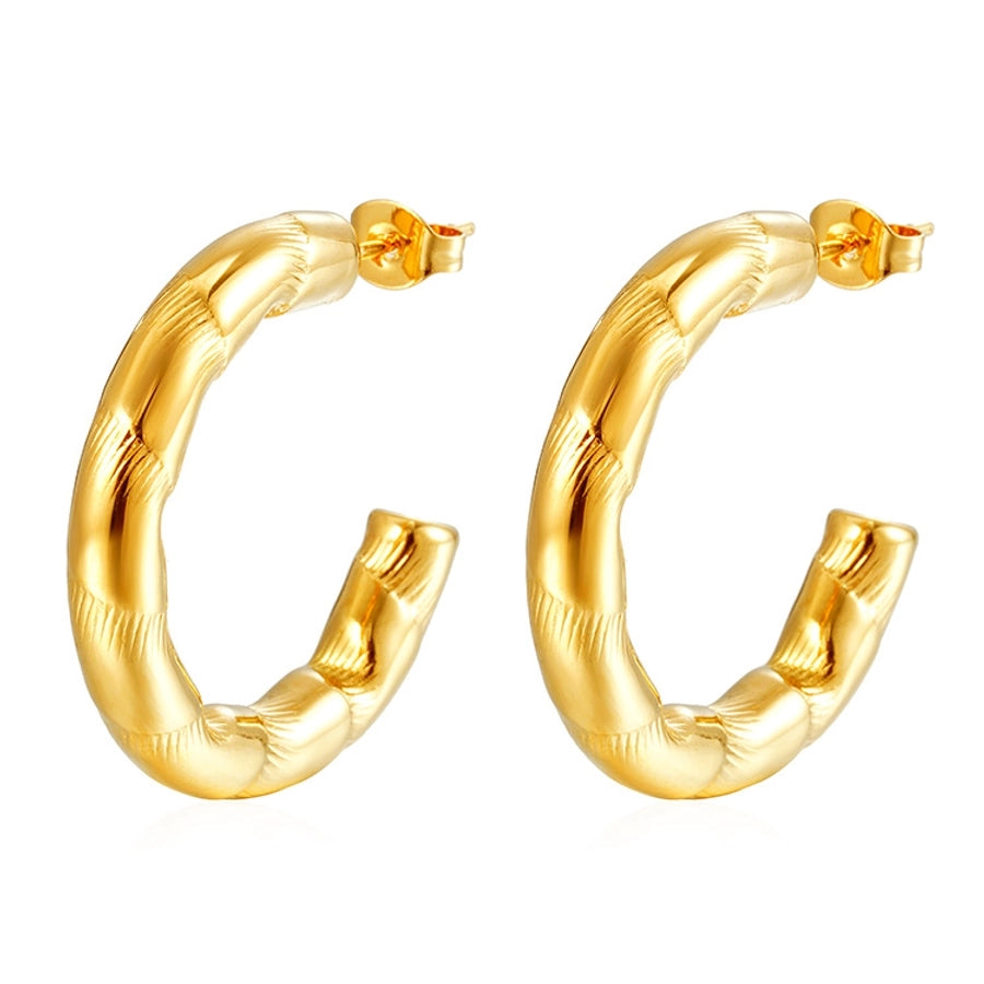 C Shape Geometric Hoop Earrings [304 Stainless Steel]