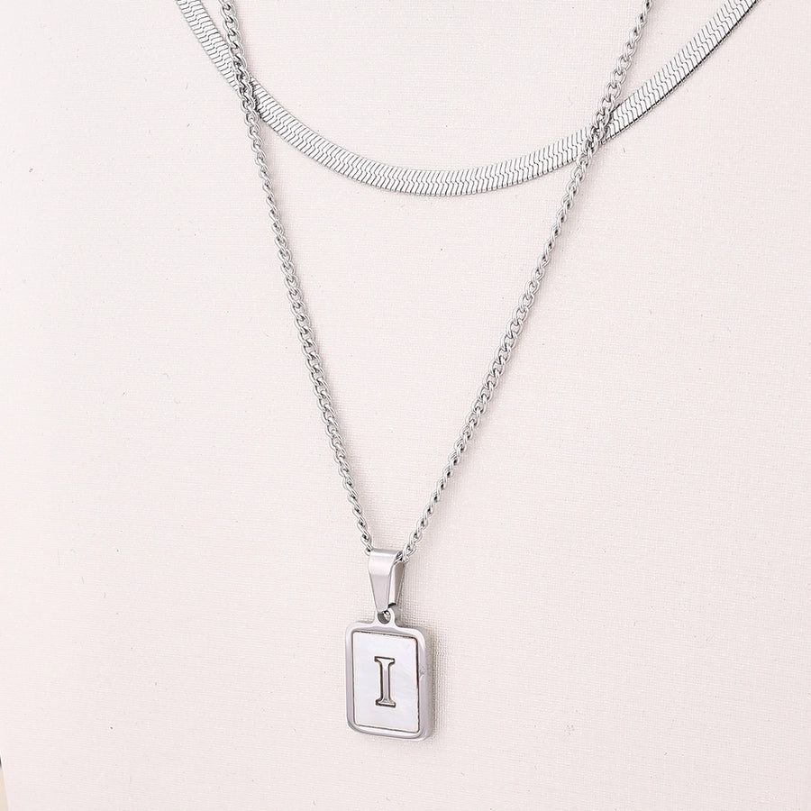 Silver Casual Simple Style Letter Rectangle Necklace [304 Stainless Steel]