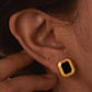 Black Square Agate Earrings [201 Stainless Steel,18K Gold Plated]