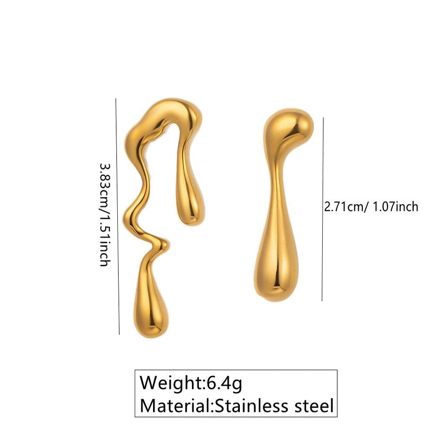 Melting Earrings [304 Stainless Steel,18K Gold Plated]