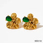 Flower Zircon 16K Earrings [304 Stainless Steel,16K Gold Plated]