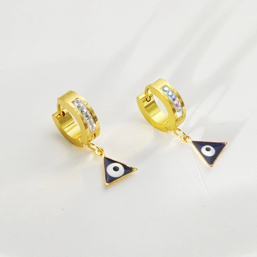 Star Moon Eye Earrings [304 Stainless Steel,18K Gold Plated]