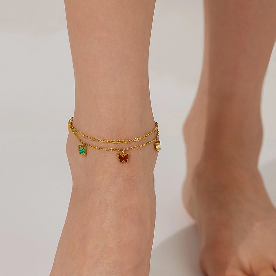 Butterfly Pearl Shell Anklet [304 Stainless Steel]