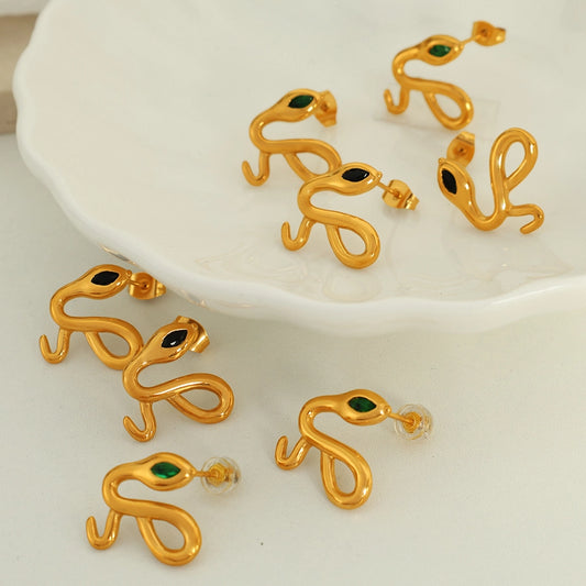 Orecchini di strass di serpente [304 acciaio inossidabile, oro 18K placcato]