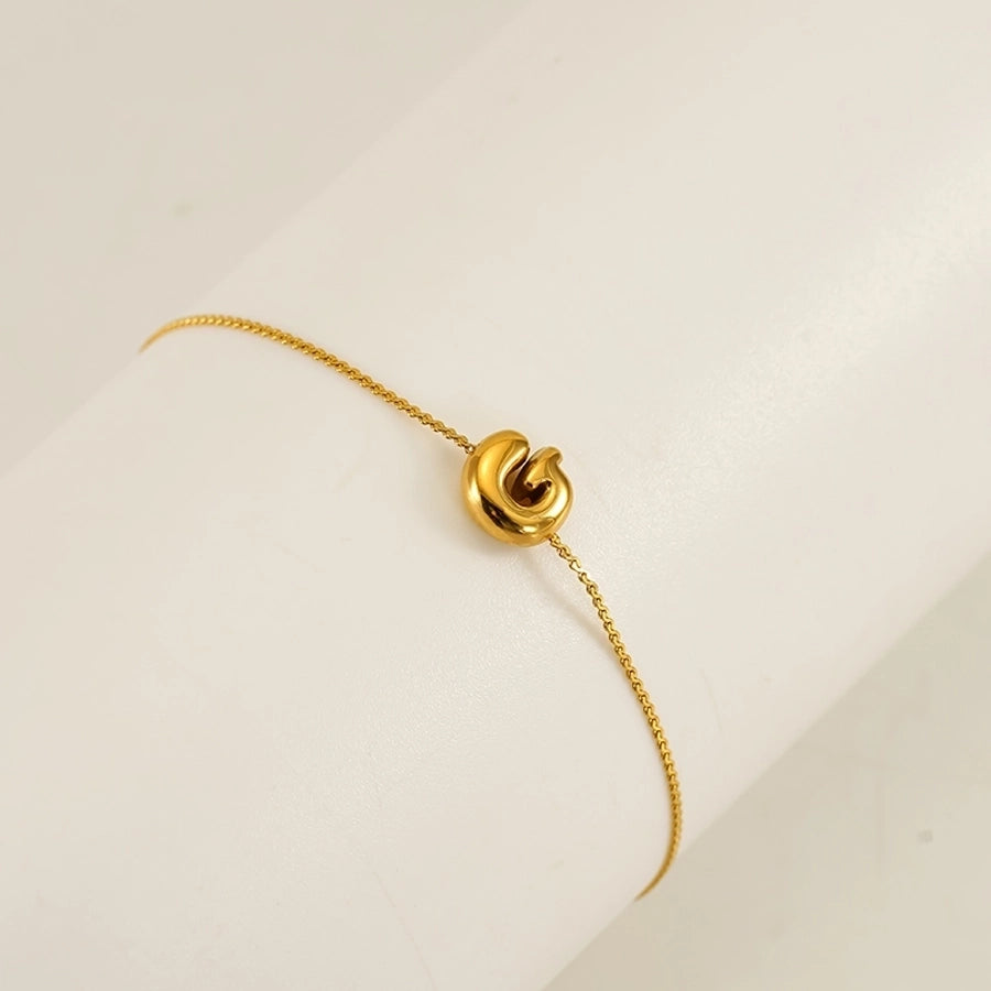 Pulseira de letra de estilo simples [304 aço inoxidável, peito de ouro de 18k]