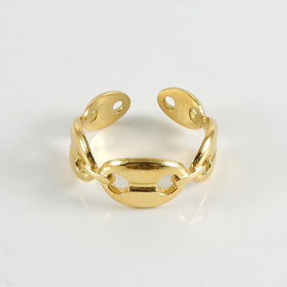 Pig Nose Open Ring [304 Stainless Steel, 18K Gold Plated]