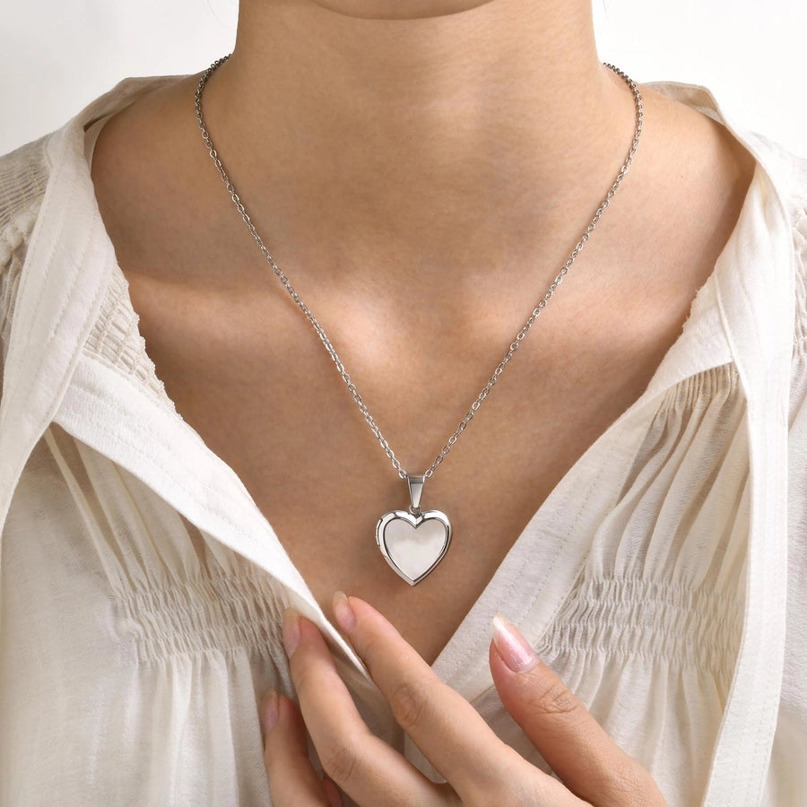 Heart Shape Shell Necklace [304 Stainless Steel,18K Gold Plated]