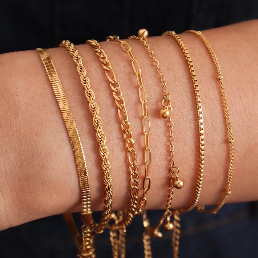 Chain Bracelets [316L Stainless Steel,18K Gold Plated]