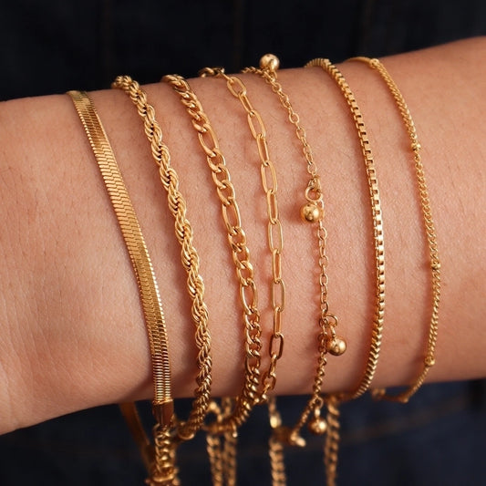 Braceletas de cadena [316L de acero inoxidable, 18K de oro chapado]