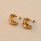 Shiny Semicircle Pearl Earrings [304 Stainless Steel,18K Gold Plated]