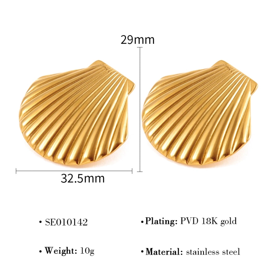 Big Shell Earrings [304 Stainless Steel,18K Gold Plated]