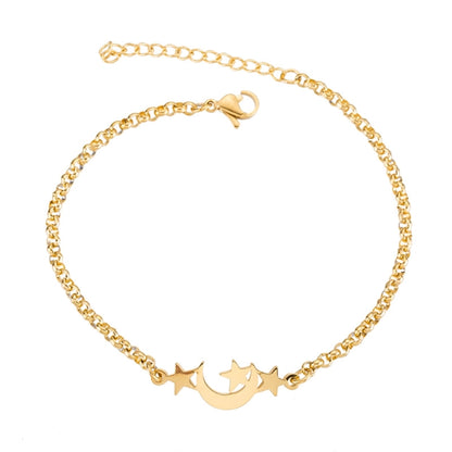 Star MoonBracelets [201 Stainless Steel, 18K Gold Plated]