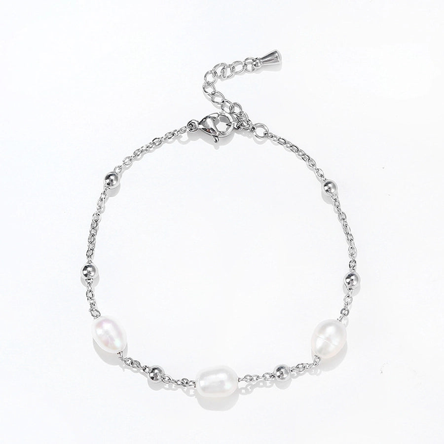 Water Pearl Droplets Bracelet [Stainless Steel]