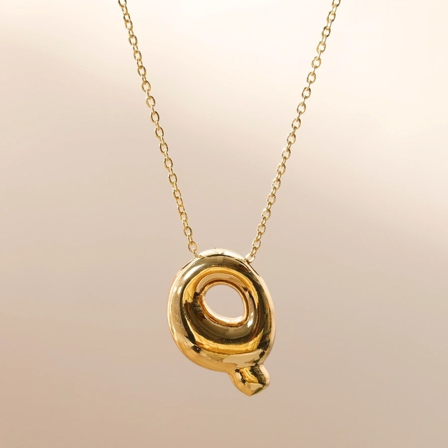 Letter Chain Pendant Necklace [304 Stainless Steel,18K Gold Plated]