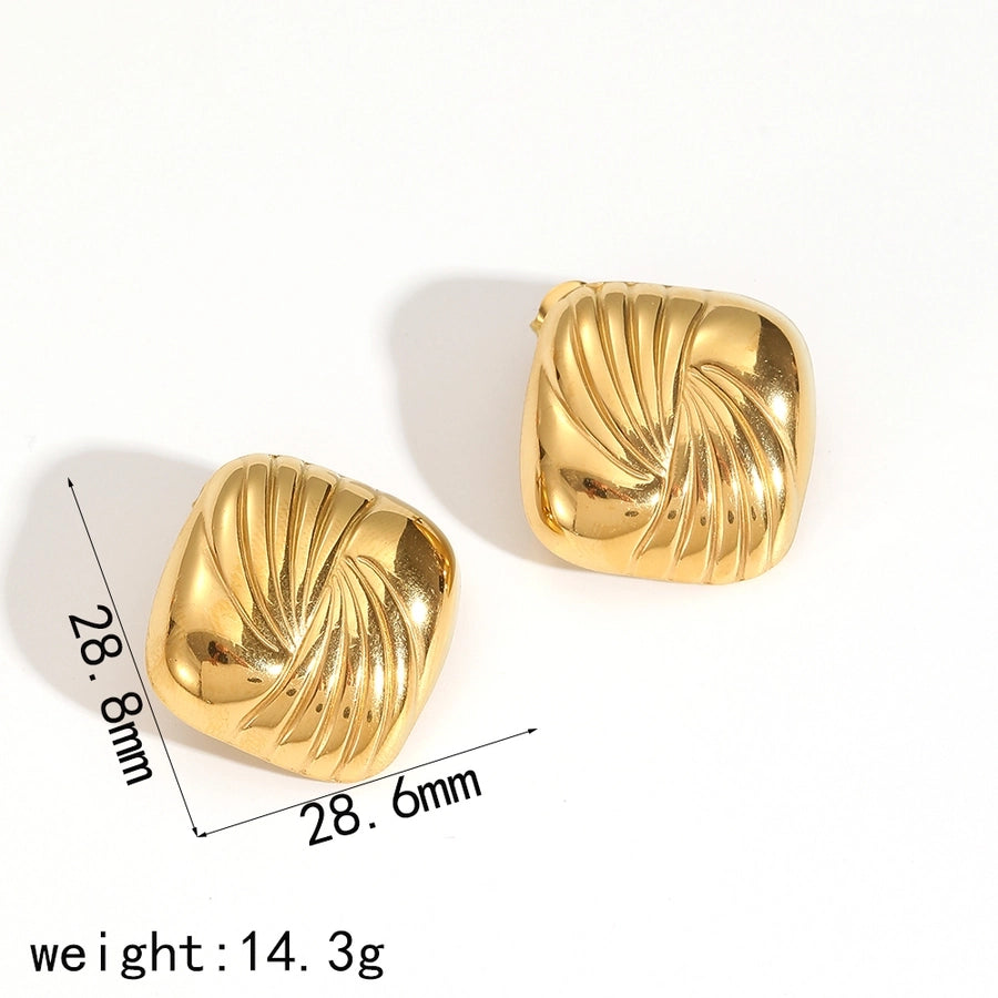 Square Earrings [304 Stainless Steel,18K Gold Plated]