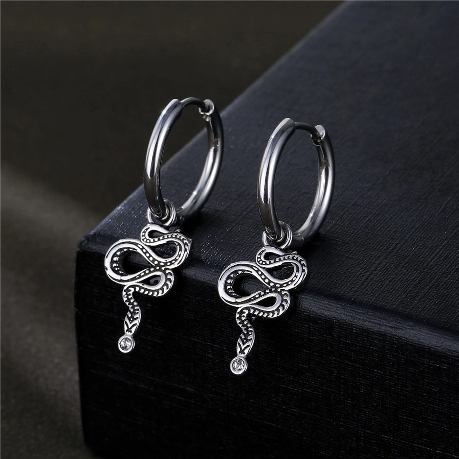 Snake Drop Earrings [Stainless Steel]