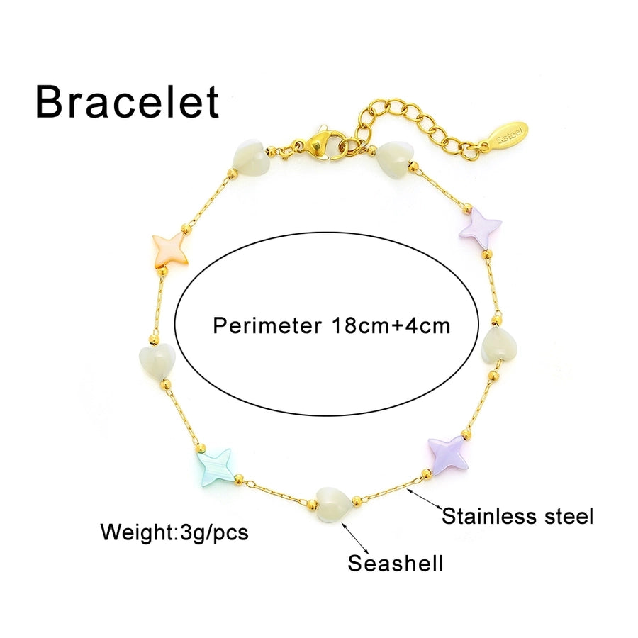 Anklet d'étoile colorée [304 en acier inoxydable, 18 carats en or]