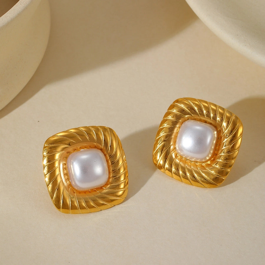 Artistic Irregular Pearl Earrings  [304 Stainless Steel,18K Gold Plated]