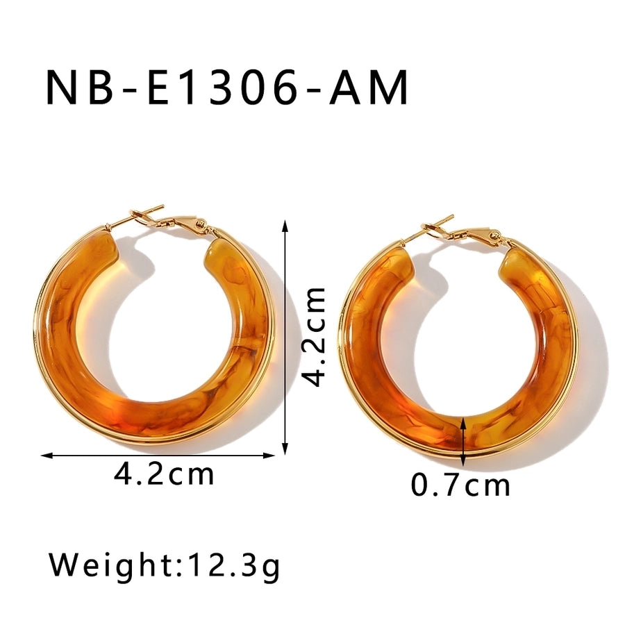 Circle Multicolor Earrings [304 Stainless Steel,18K Gold Plated]