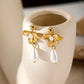 Flower Artificial Pearls Drop Earrings [304 Stainless Steel,18K Gold Plated]