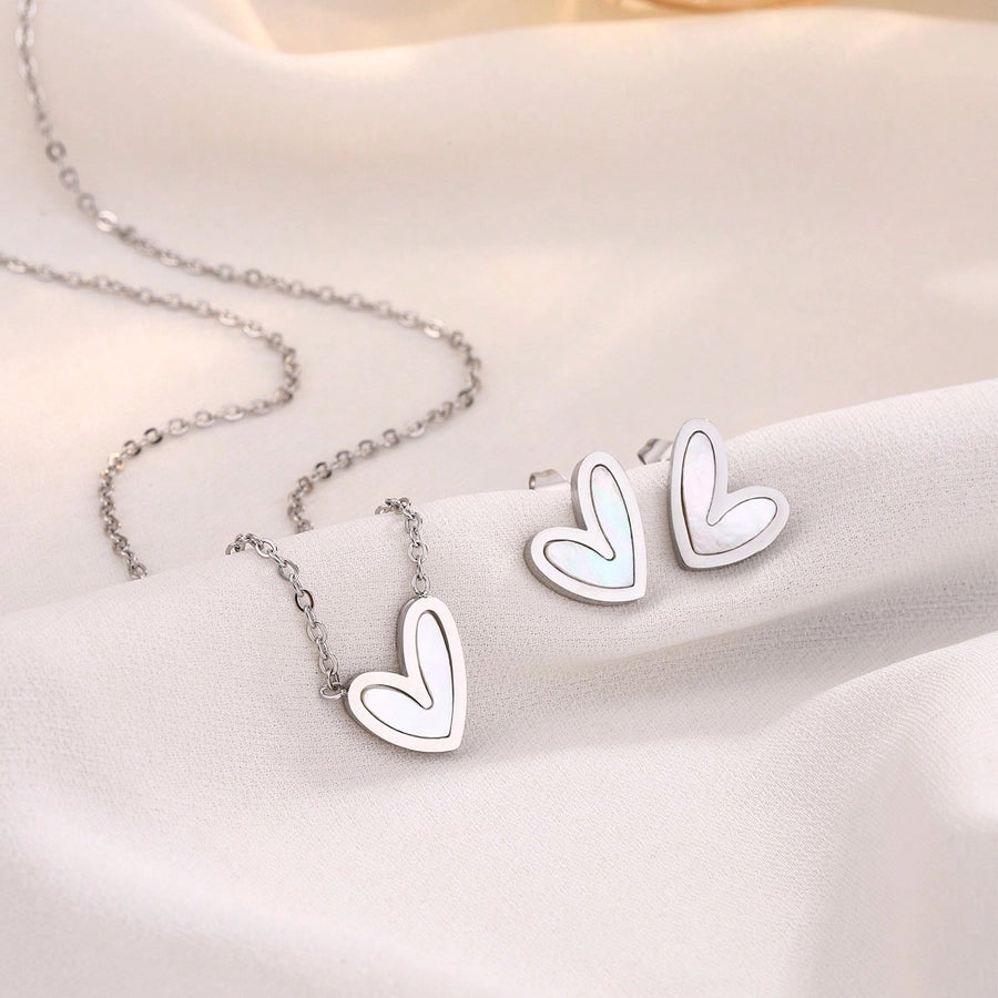 Heart Shape Acrylic Jewelry Set Earrings [304 Stainless Steel, 18K Gold Plated]