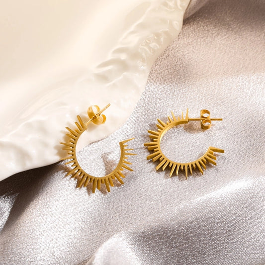 Sun Earrings [304 Stainless Steel,18K Gold Plated]