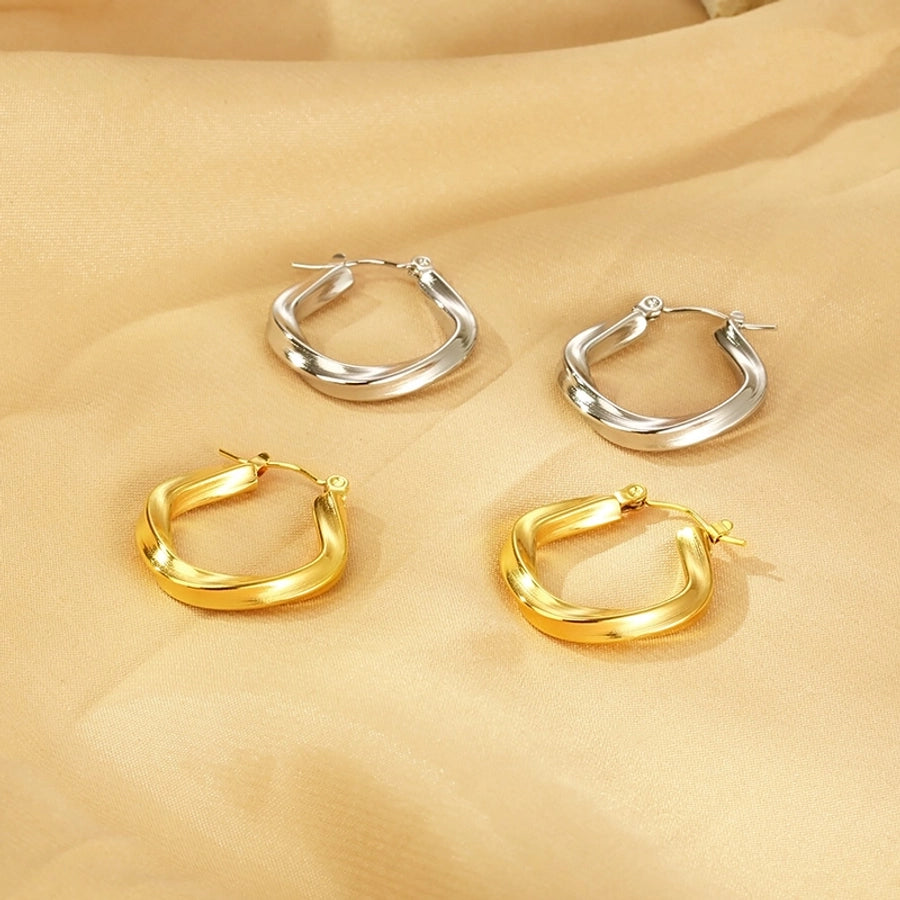 Twisted Hoop Earrings [304 Stainless Steel,18K Gold Plated]