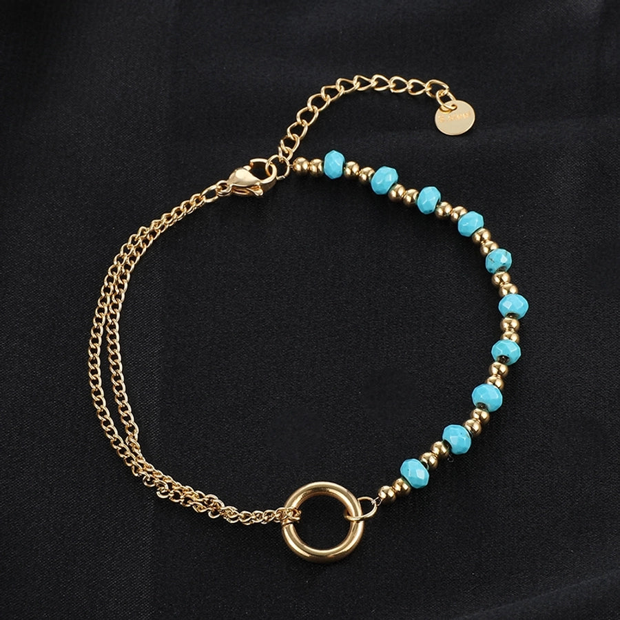 Ethnic Style Turquoise Bracelets [201 Stainless Steel,18K Gold Plated]