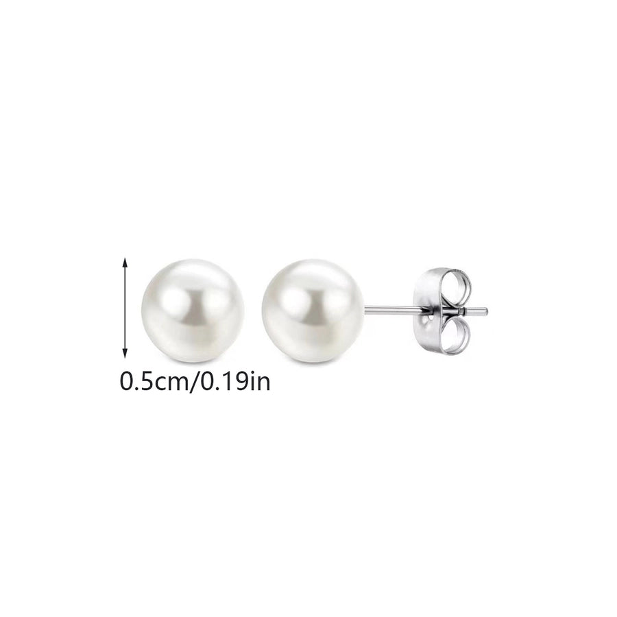 Silver Pearl Earrings [304 Stainless Steel]