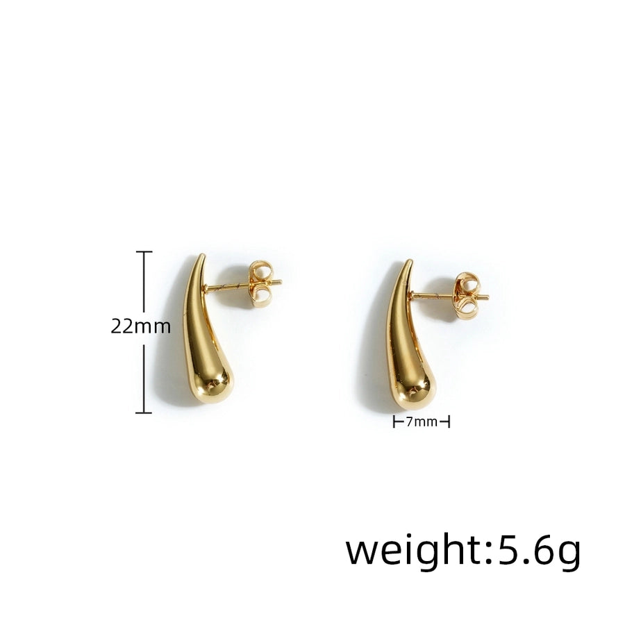 Water Droplets Earrings [304 Stainless Steel,18K Gold Plated]