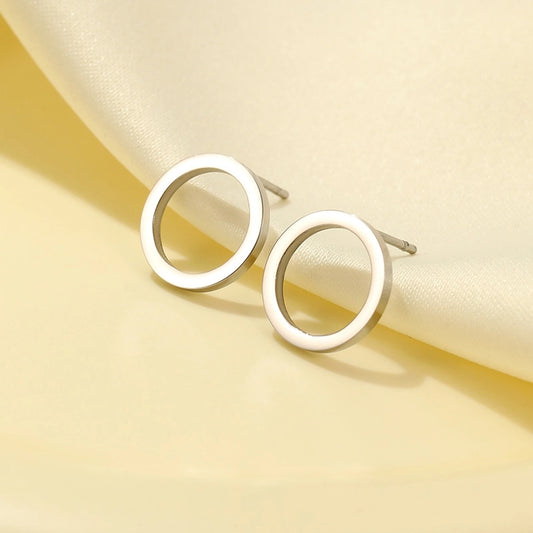 Boucles d'oreilles en argent rondes creuses [304 en acier inoxydable]