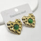 Heart Shape Artificial Gemstones Stud Earrings [304 Stainless Steel]