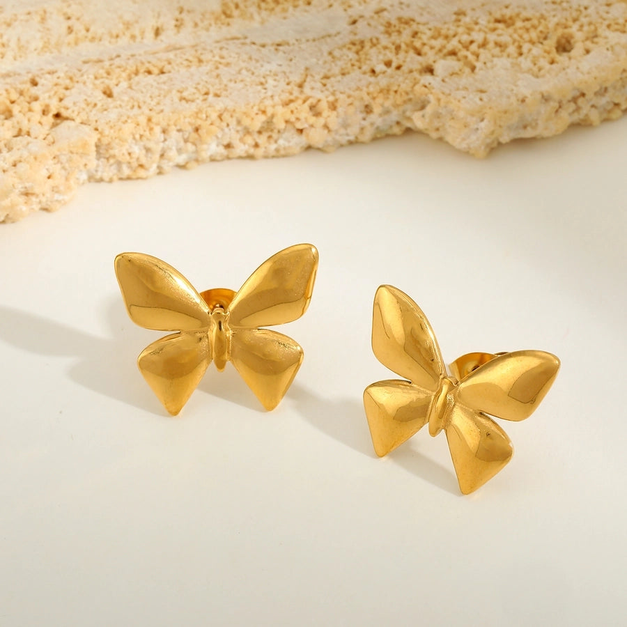 Butterfly Stud Earrings [304 Stainless Steel 18K Gold Plated]