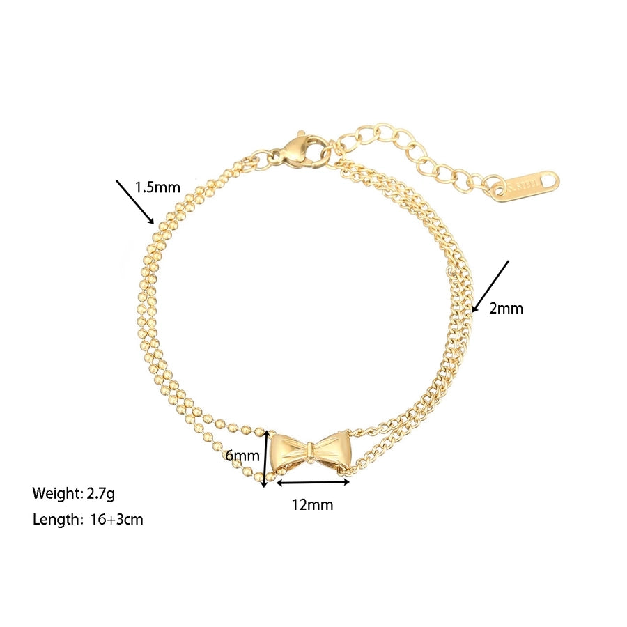 Bow Knot Ball Chain Bracelets [304 Stainless Steel]