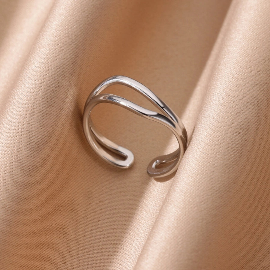 Simple stil Fastfarvetilinjer Open Ring [304 rustfrit stål]