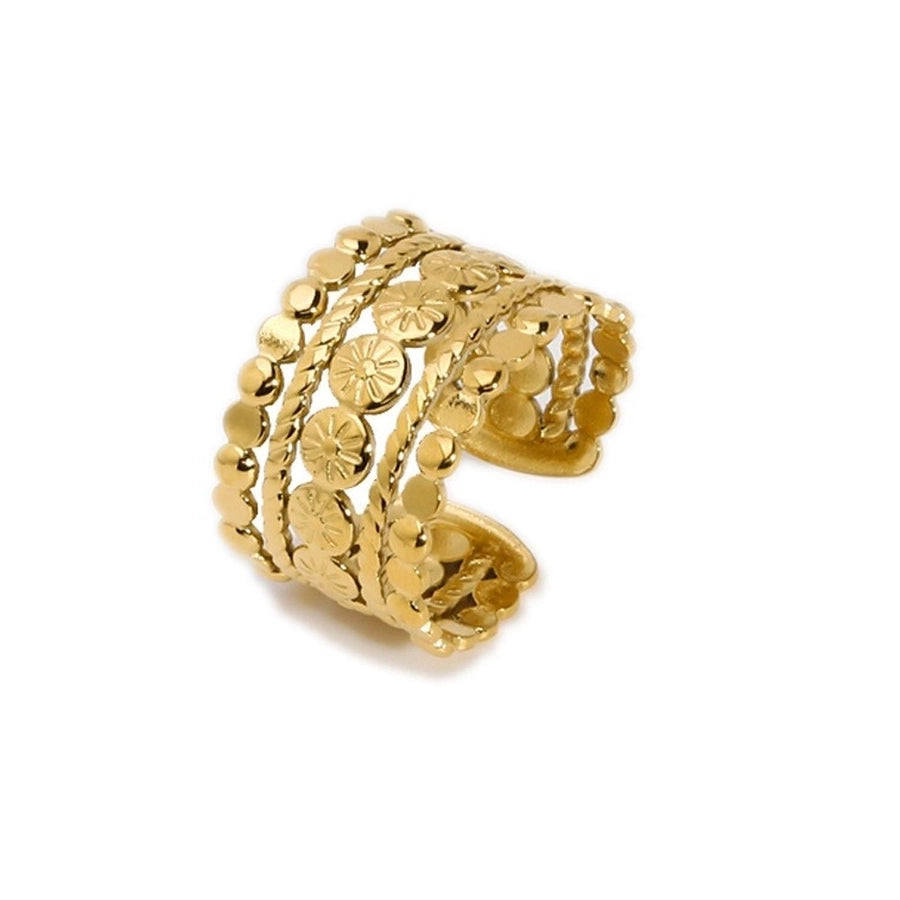 Streetwear Plating Leaf Heart Open Ring [304 Stainless Steel 18K Gold Plated]