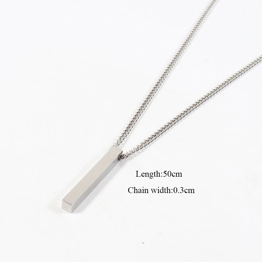 Rectangle Pendant Necklace [201,304 Stainless Steel]