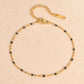 Black Beads Anklet [201 Stainless Steel, 18K Gold Plated]