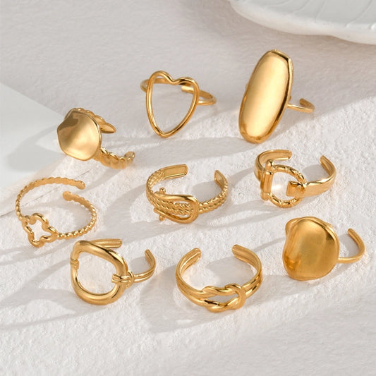 Mix Design Ring [304 Stainless Steel 14K Gold Plated]