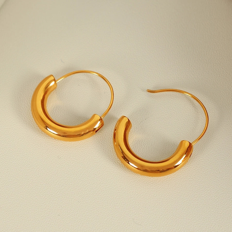 Semicircle Hoop Earrings [304 Stainless Steel,18K Gold Plated]