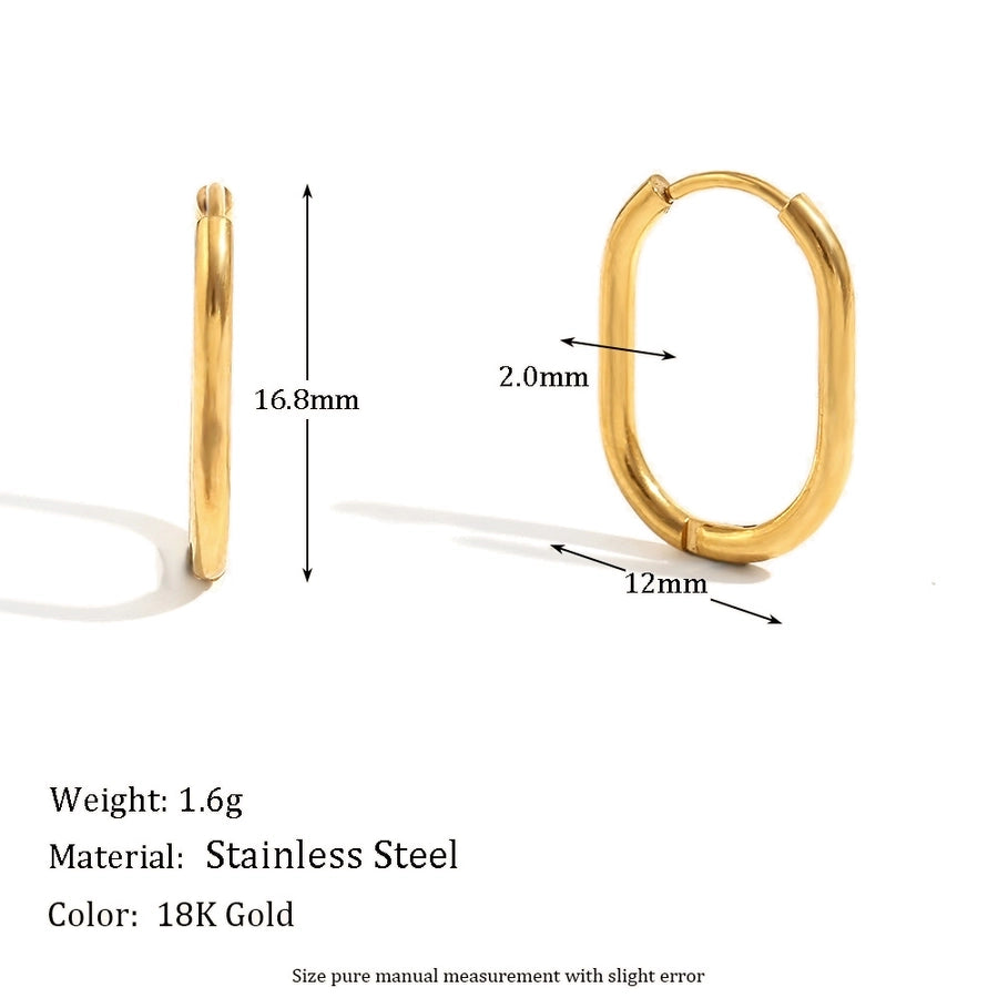 U Shape Plating Earrings [304 Stainless Steel,18K Gold Plated]