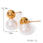 Artificial Pearls Stud Earrings [304 Stainless Steel, 18K Gold Plated]