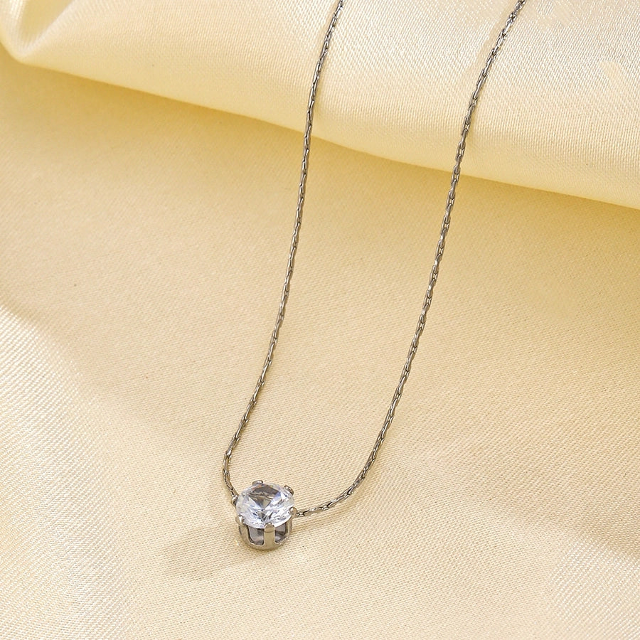 Geometric Rhinestones Pendant Necklace [304 Stainless Steel,18K Gold Plated]