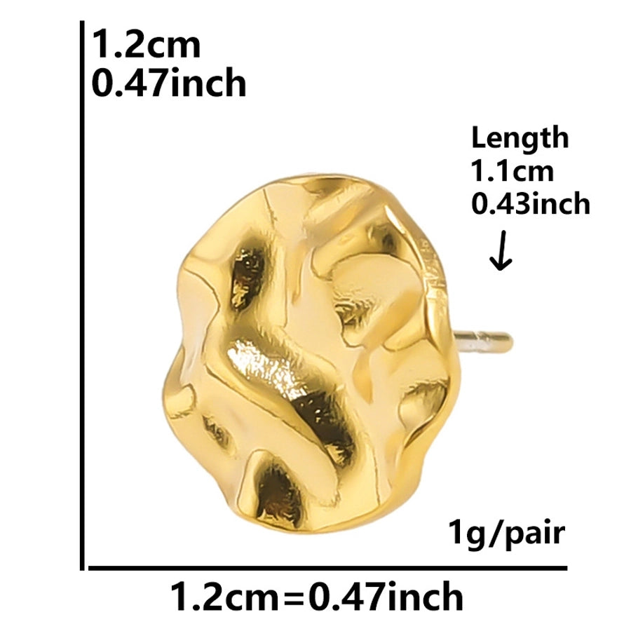 Round Plating Ear Studs [304 Stainless Steel,18K Gold Plated]