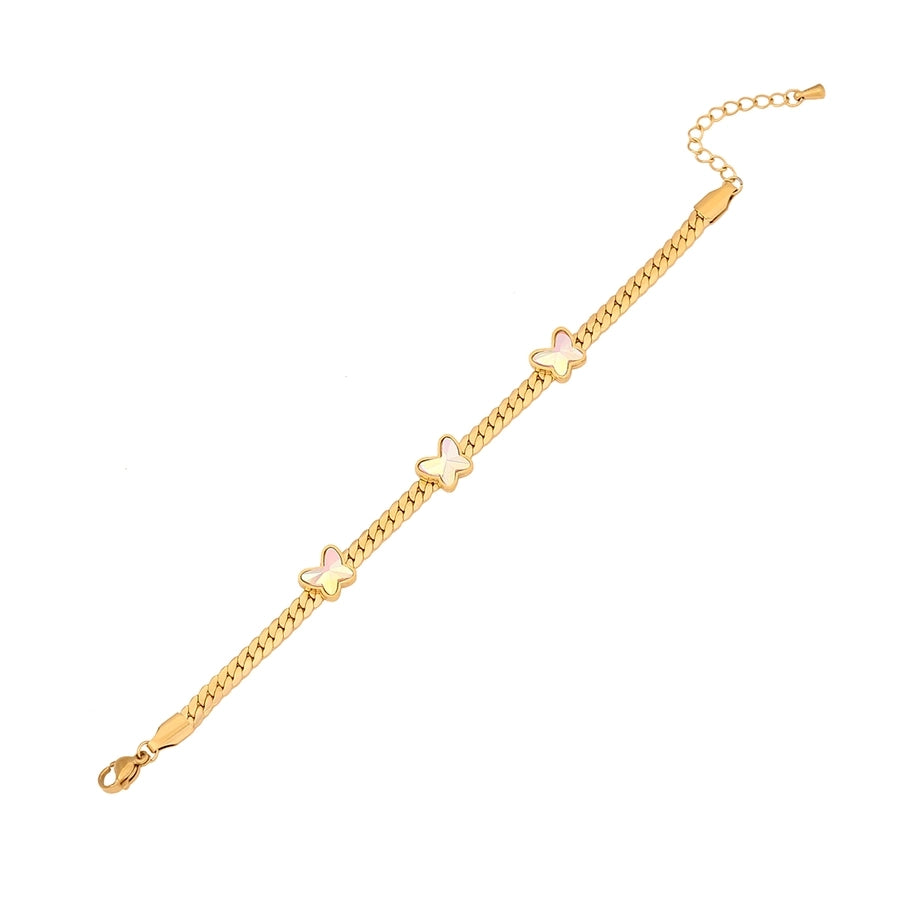 Butterfly Curb Chain Bracelet/Necklace [304 Stainless Steel, 18K Gold Plated]