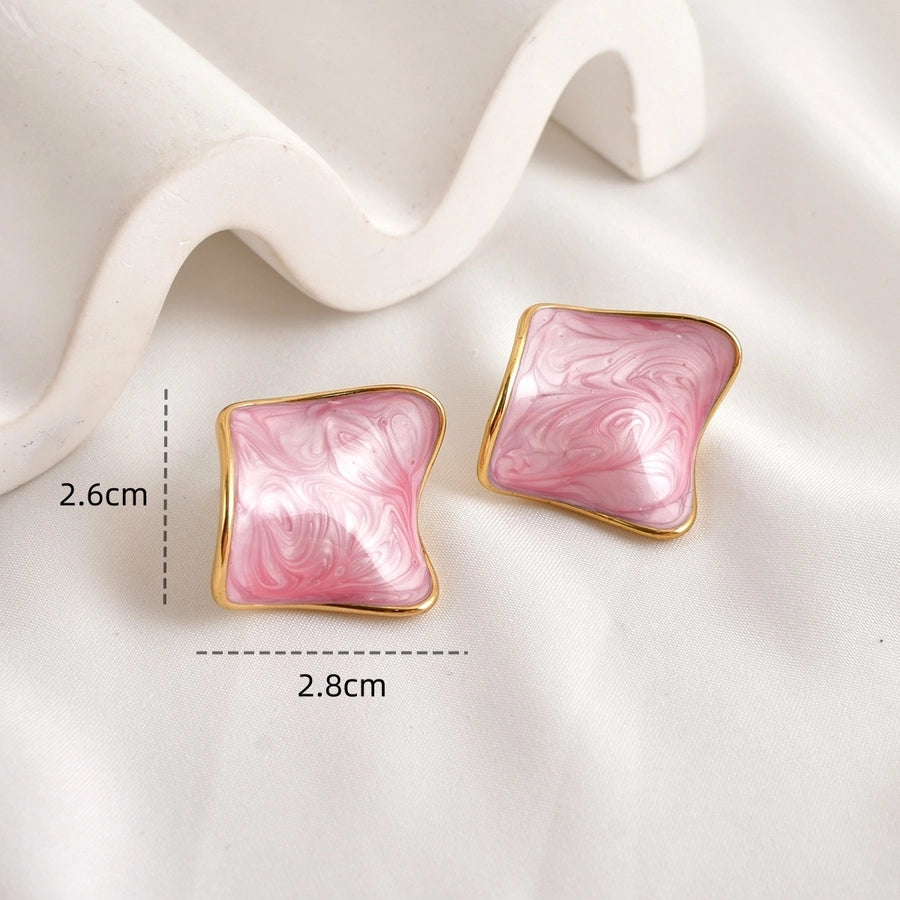 Square Enamel Earrings [304 Stainless Steel]