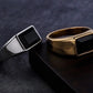 Retro Classic Style Square 304 Stainless Steel Inlay Artificial Gemstones Men'S Rings